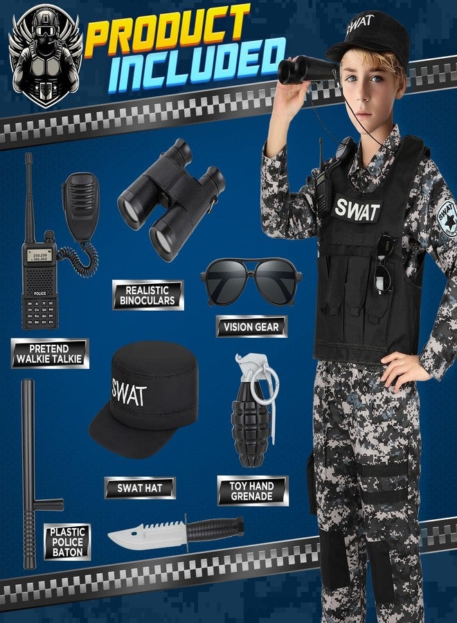 Luucio SWAT Police Costume for Kids, Kids Police Costume for Boys with SWAT Vest, Halloween Gifts for Boys 3-12 - Image 4